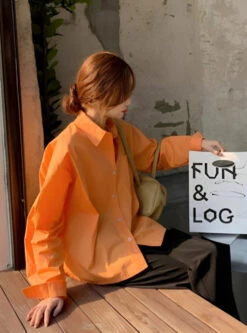 Orange Button-Up Single Pocket Shirt | Sunghoon - Enhypen -Diva s Closet Sunghoon Enhypen Orange Button Up Single Pocket Shirt 2 1 600x808 1