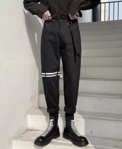 Black Pants With Knee Strap | Taehyung - BTS -Diva s Closet Taehyung BTS Black Pants With Knee Strap 12 600x731 1