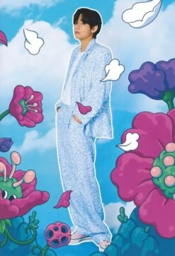 Blue Floral Print Pants | Taehyung - BTS -Diva s Closet Taehyung BTS White Floral Print Pants 1 600x879 1