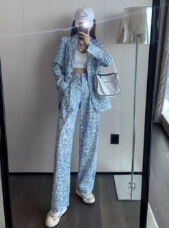 Blue Floral Print Pants | Taehyung - BTS -Diva s Closet Taehyung BTS White Floral Print Pants 6