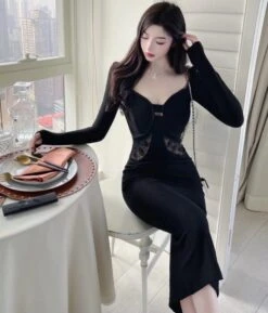 Black Bodycon Dress With Lace Detail | Taeyeon - Girls Generation