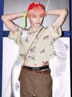 Beige Leopard Printed Shirt | Taeyong - NCT -Diva s Closet Taeyong NCT Beige Leopard Printed Shirt 2