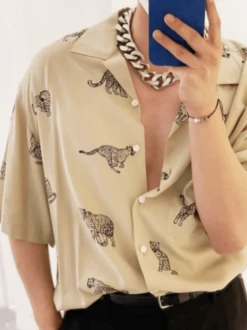 Beige Leopard Printed Shirt | Taeyong - NCT -Diva s Closet Taeyong NCT Beige Leopard Printed Shirt 5 600x802 1