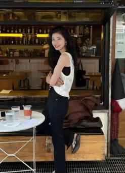 White Hollowed Knitted Sleeveless Top | Taeyong - NCT -Diva s Closet Taeyong NCT White Hollowed Knitted Sleeveless Top 10 600x825 1