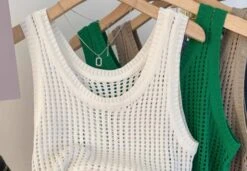 White Hollowed Knitted Sleeveless Top | Taeyong - NCT -Diva s Closet Taeyong NCT White Hollowed Knitted Sleeveless Top 2 600x415 1