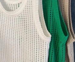 White Hollowed Knitted Sleeveless Top | Taeyong - NCT -Diva s Closet Taeyong NCT White Hollowed Knitted Sleeveless Top 4 600x497 1