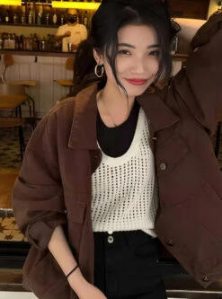 White Hollowed Knitted Sleeveless Top | Taeyong - NCT -Diva s Closet Taeyong NCT White Hollowed Knitted Sleeveless Top 9 600x808 1