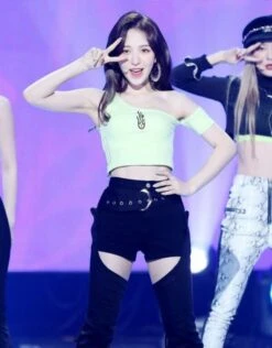 Green Flame Cropped Top| Wendy - Red Velvet -Diva s Closet Wendy Red Velvet Green Flame Cropped Top 3 600x768 1