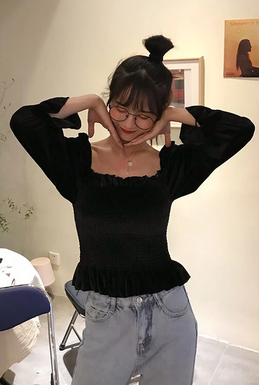 Black Velvet Square Collar Top | Wheein - Mamamoo 7 Black Velvet Square Collar Top | Wheein - Mamamoo - Image 5