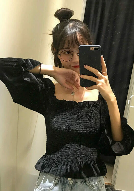 Black Velvet Square Collar Top | Wheein - Mamamoo 10 Black Velvet Square Collar Top | Wheein - Mamamoo - Image 8