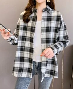 White And Black Plaid Shirt | Taehyun - TXT -Diva s Closet White And Black Plaid Shirt Taehyun TXT 4 600x731 1