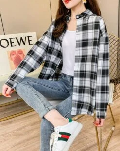 White And Black Plaid Shirt | Taehyun - TXT -Diva s Closet White And Black Plaid Shirt Taehyun TXT 7 600x759 1