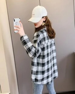 White And Black Plaid Shirt | Taehyun - TXT -Diva s Closet White And Black Plaid Shirt Taehyun TXT 9 600x750 1