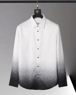 White And Black Splatter-Style Ombre Shirt | Xiumin - EXO