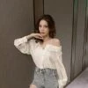 White Asymmetrical Off Shoulder Blouse | Nayeon - Twice 2 White Asymmetrical Off Shoulder Blouse | Nayeon - Twice -Diva s Closet White Asymmetrical Off Shoulder Blouse Nayeon Twice 9 600x798 1