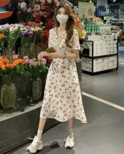 White Cherry Print Dress | Jeongyeon - Twice 12 White Cherry Print Dress | Jeongyeon - Twice -Diva s Closet White Cherry Print Dress Jeongyeon – Twice Twice 3