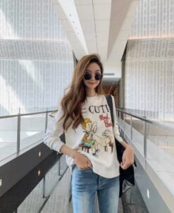 White Cutie Boy And Cat Print Sweatshirt | Jimin - BTS -Diva s Closet White Cutie Boy And Cat Print Sweatshirt Jimin BTS 5 600x734 1