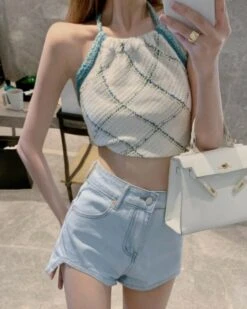 White Diamond Pattern Halter Top | Jihyo - Twice -Diva s Closet White Diamond Pattern Halter Top Jihyo Twice 3 600x750 1