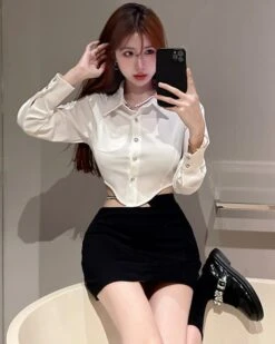 White Irregular Edge Cropped Shirt | Joy - Red Velvet -Diva s Closet White Irregular Edge Cropped Shirt Joy Red Velvet 1 600x750 1