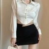 White Irregular Edge Cropped Shirt | Joy - Red Velvet -Diva s Closet White Irregular Edge Cropped Shirt Joy Red Velvet 3 600x750 1