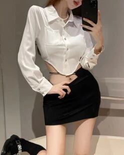 White Irregular Edge Cropped Shirt | Joy - Red Velvet -Diva s Closet White Irregular Edge Cropped Shirt Joy Red Velvet 6 600x750 1