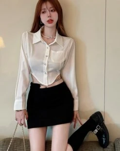 White Irregular Edge Cropped Shirt | Joy - Red Velvet -Diva s Closet White Irregular Edge Cropped Shirt Joy Red Velvet 7 600x750 1