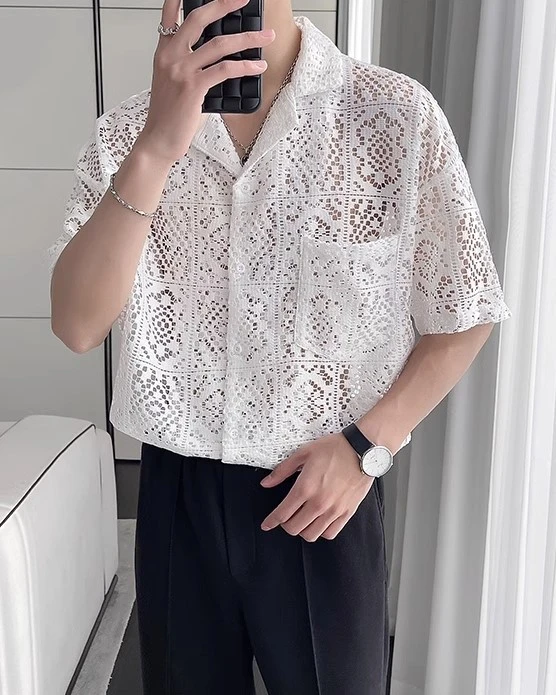 White Lace Short Sleeves Shirt | Jay - Enhypen 8 White Lace Short Sleeves Shirt | Jay - Enhypen - Image 6