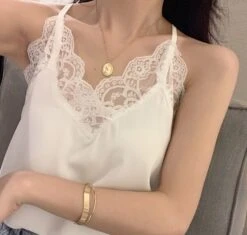 White Lace-Trimmed Camisole | Rose - BlackPink -Diva s Closet White Lace Trimmed Camisole Rose BlackPink 4 600x570 1