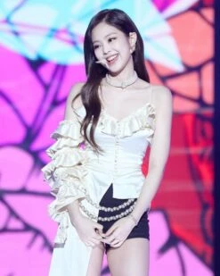 White Ruffles Bare Shoulders Top | Jennie - BlackPink -Diva s Closet White Ruffles Bare Shoulders Top Jennie BlackPink Idol 2 600x750 1