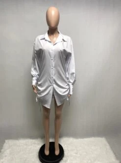 White Side Ruched Shirt | Hueningkai - TXT