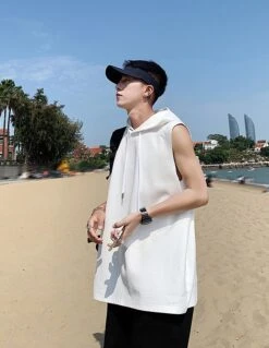 White Sleeveless Vest Hoodie | Dino - Seventeen -Diva s Closet White Sleeveless Vest Hoodie Dino Seventeen 10