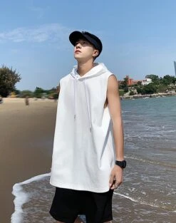 White Sleeveless Vest Hoodie | Dino - Seventeen -Diva s Closet White Sleeveless Vest Hoodie Dino Seventeen 12