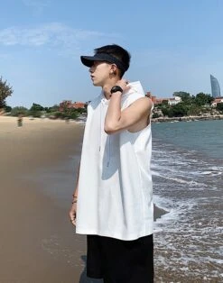 White Sleeveless Vest Hoodie | Dino - Seventeen -Diva s Closet White Sleeveless Vest Hoodie Dino Seventeen 6
