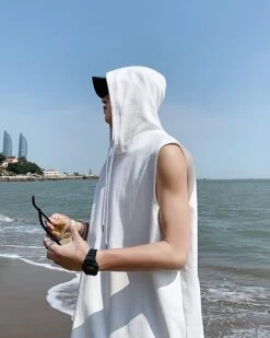 White Sleeveless Vest Hoodie | Dino - Seventeen -Diva s Closet White Sleeveless Vest Hoodie Dino Seventeen 8