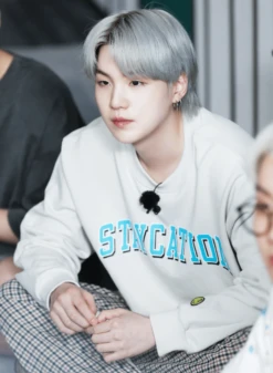 White "Staycation" Sweatshirt | Suga - BTS -Diva s Closet White Staycation Sweatshirt Suga BTS 7