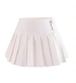 White Triple Buttoned Pleated Skirt | Lisa - BlackPink
