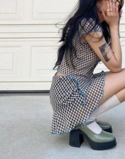 Black Irregular Plaid Top | Winter - Aespa -Diva s Closet Winter Aespa Irregular Plaid Blouse 14 600x762 1