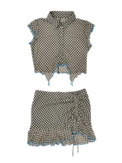 Black Irregular Plaid Top | Winter - Aespa -Diva s Closet Winter Aespa Irregular Plaid Blouse 8 600x800 1