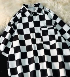 Black And White Checkerboard Shirt | Winwin - NCT -Diva s Closet Winwin NCT Black And White Checkerboard Shirt 7 600x659 1