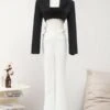 White Criss-Cross Waist Flared Pants | Wonyoung - IVE -Diva s Closet Wonyoung White Criss Cross Waist Flared Pants 11 600x832 1