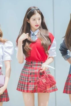 Red Side Pleat Plaid Mini Skirt | Wonyoung - IVE -Diva s Closet Wonyoung – IVE Red Side Pleat Plaid Mini Skirt 1 600x900 1