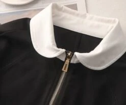 Black Half Zip-Up Collared Dress | Yeji - ITZY -Diva s Closet Yeji ITZY Black Half Zip Up Collared Dress 4 600x501 1