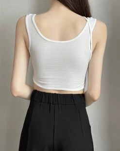 White U-Neck Padded Top | Yeji - ITZY -Diva s Closet Yeji ITZY White U Neck Padded Top 5