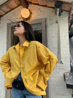 Yellow Striped Oversized Shirt | Sunghoon - Enhypen -Diva s Closet Yellow Striped Oversized Shirt Sunghoon Enhypen 8 scaled 600x800 1