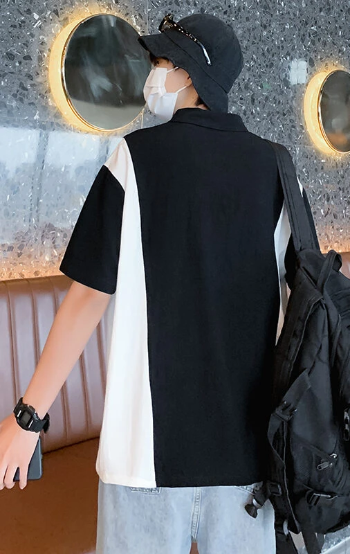 Black And White Loose Polo Shirt | Yeonjun - TXT 8 Black And White Loose Polo Shirt | Yeonjun - TXT - Image 6