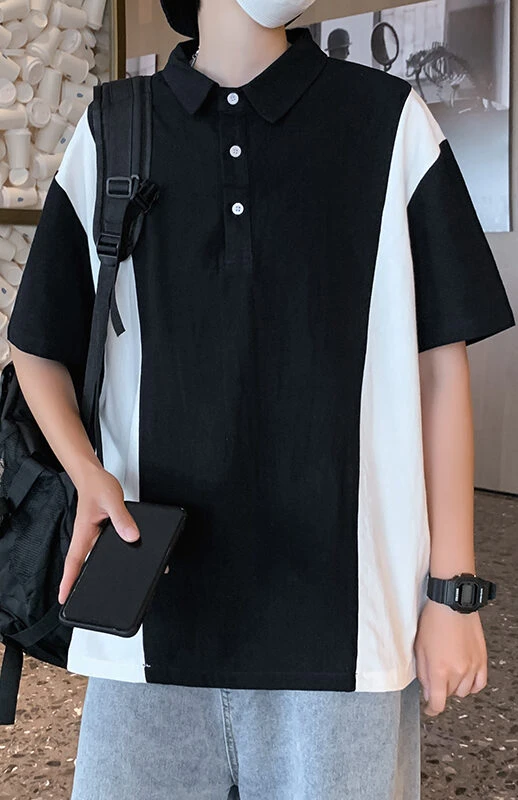 Black And White Loose Polo Shirt | Yeonjun - TXT 5 Black And White Loose Polo Shirt | Yeonjun - TXT - Image 3