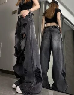 Black Washed Tattered Denim Jeans | Yeonjun - TXT -Diva s Closet Yeonjun TXT Black Washed Tattered Denim Jeans 5