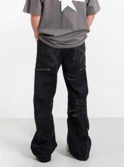 Black Zipper Pocket Distressed Jeans | Yunho - ATEEZ -Diva s Closet Yunho ATEEZ Black Zipper Pocket Distressed Jeans 2 600x804 1