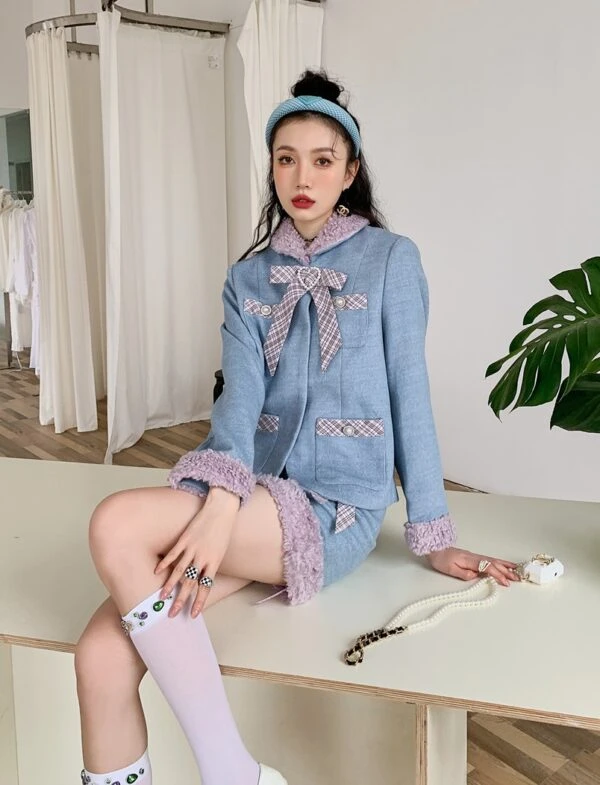 Blue Bowknot Woolen Skirt | Yuqi - (G)I-DLE 14 Blue Bowknot Woolen Skirt | Yuqi - (G)I-DLE - Image 12
