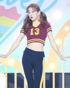 Red Cropped Collared Polo Shirt | Seulgi - Red Velvet -Diva s Closet red velvet seulgi irene crop top11 e1670487565440